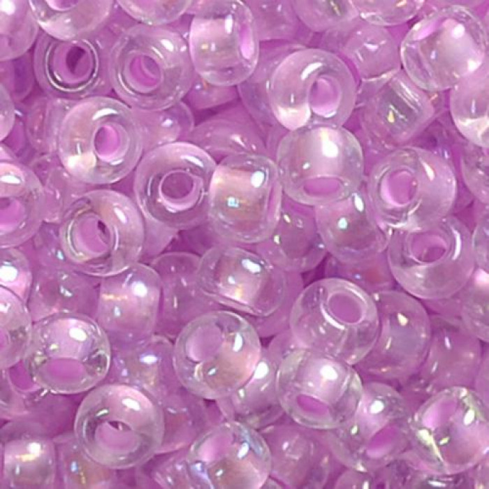58526 10/0 чеський бісер Preciosa, 5 г, рожево-фіолетовий, кристальний фарбований всередині райдужний