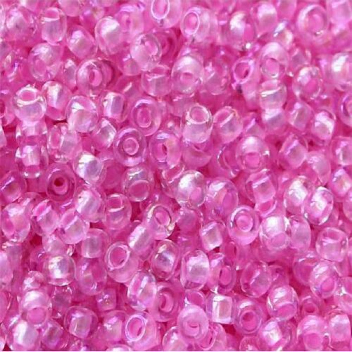 58573 10/0 чеський бісер Preciosa, 5 г, рожевий, кристальний фарбований всередині райдужний