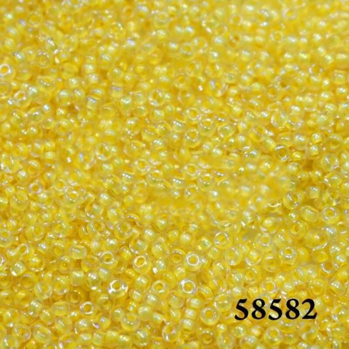58582 10/0 чеський бісер Preciosa, 5 г, жовтий, кристальний глазурований з фарбованим отвором
