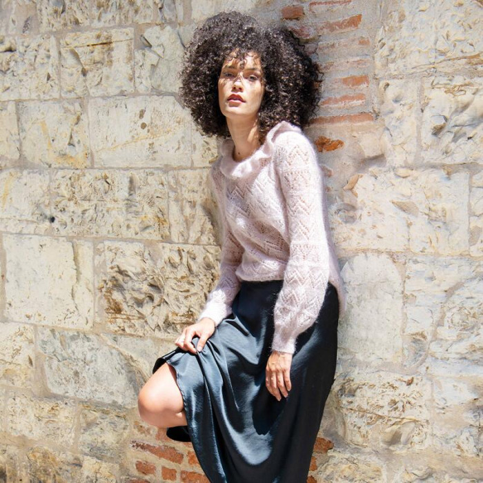 590 Пряжа Mondial Kid Seta, 25г - 210м, перлинний, 70% суперкід мохер, 30% шовк