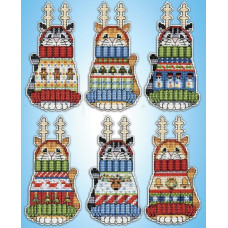 5968 Design Works Набір для вишивки рахунковим хрестиком - Коти у светрах 6,36x11,43 см, Aida14