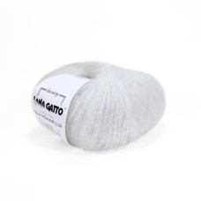 6027 Пряжа Lana Gatto Silk Mohair Lux, 25г - 210м, білий, 78% cуперкід мохер, 14% шовк, 4% нейлон, 4% поліамід
