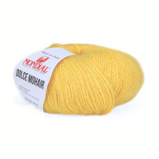 608 Пряжа Mondial Dolce Mohair, 50г - 150м, жовтий, 60% кід мохер, 40% акрил