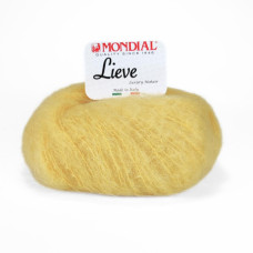 608 Пряжа Mondial Lieve, 50г - 140м, жовтий, 90% кід мохер, 10% мікрофібра PА