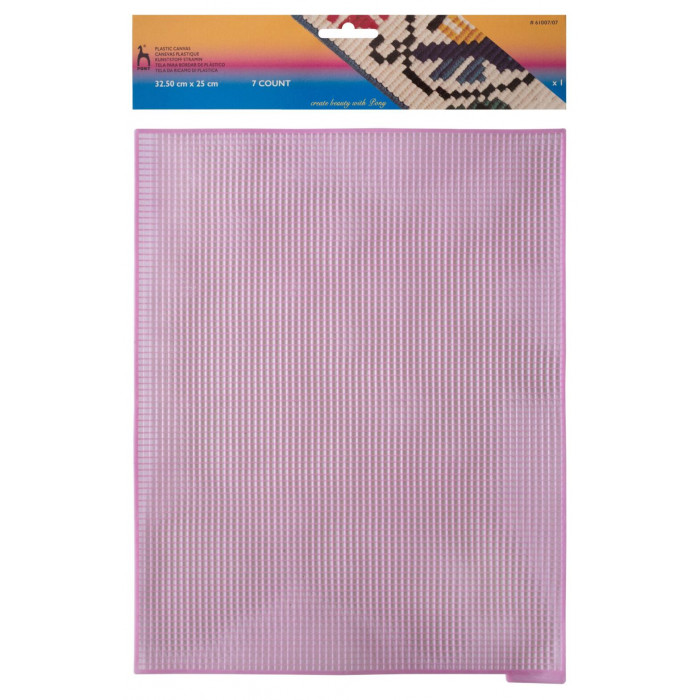 61007/07 Канва пластикова №7, темно-рожева, 25х32,5 см, Pony (Індія), тканина для вишивки
