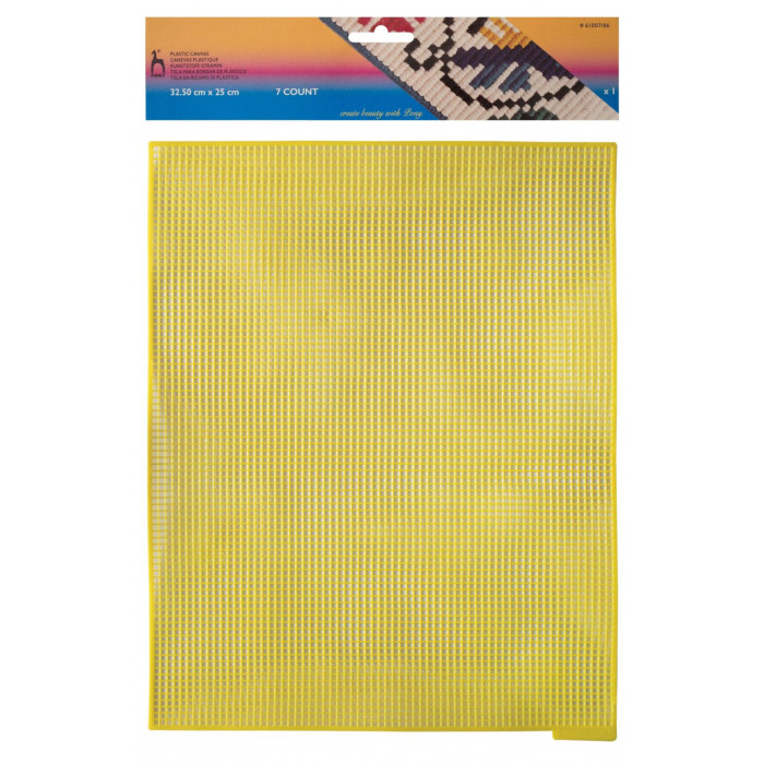 61007/6 Канва пластикова №7, жовтий, 25 х 32,5 см, Pony (Індія), тканина для вишивки
