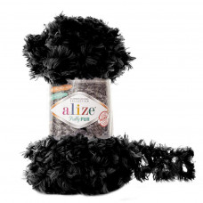 6101 Пряжа Puffy Fur 100гр-6м (чорний). Alize