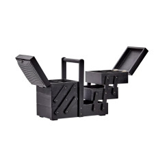 612574 Дерев'яна шкатулка для шиття розмір M, чорна з білою тканининою в клітинку, 36x19x30 см, Prym