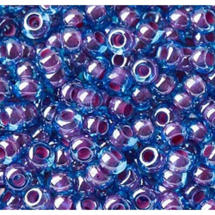 61398 10/0 чеський бісер Preciosa, 5 г, хамелеон фіолетово-блакитний, прозорий глянцевий, з фарбованим отвором