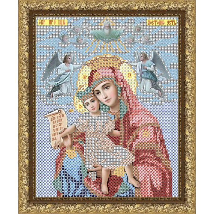 VIA4006  Пресвятая Богородица Достойно есть. ArtSolo. Схема на ткани для вышивания бисером