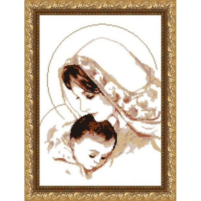 VKA3004-А Дева Мария с младенцем (беж). ArtSolo. Схема на ткани для вышивания бисером