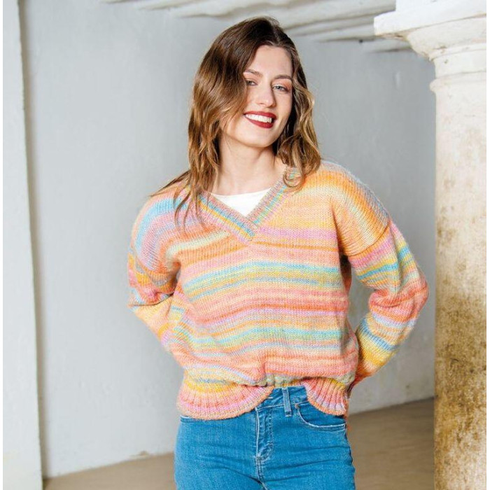 646 Пряжа Mondial Samba, 200г - 400м, мультіколор, 30% вовна віргінська, 70% мікрофібра