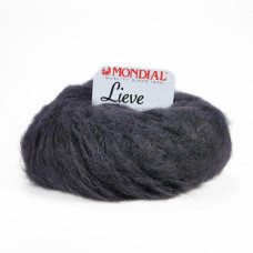 658 Пряжа Mondial Lieve, 50г - 140м, антрацит, 90% кід мохер, 10% мікрофібра PА