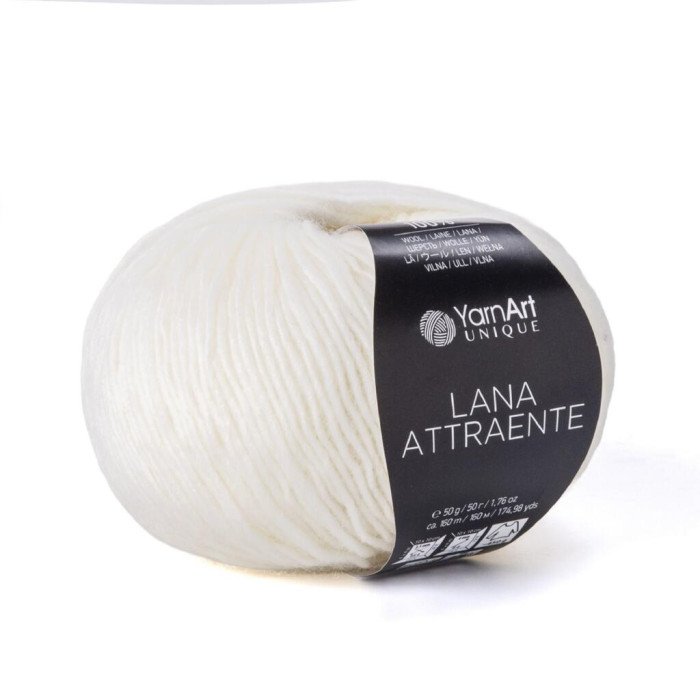 6601 Пряжа Lana Attraente YarnArt , 50г - 180м, білий, 100% вовна