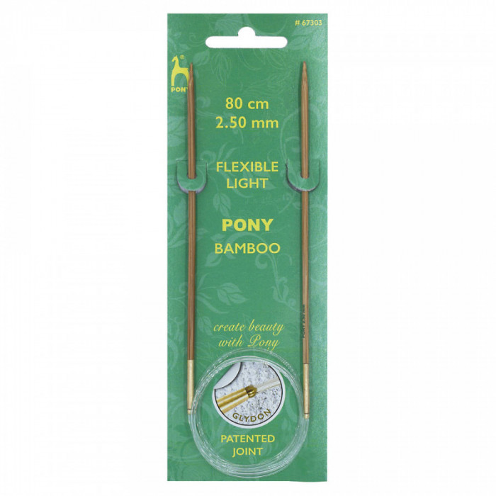 67303 Cпиці 80 см-2,5 мм кругові бамбукові. Pony (Індія)