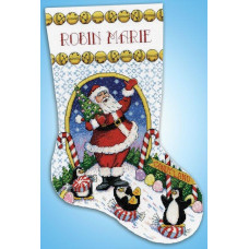 6854 Design Works Набір для вишивки рахунковим хрестиком - Різдвяний  чобіток Країна Цукерок 43 см, Aida14