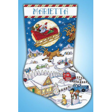 6862 Design Works Набір для вишивки рахунковим хрестиком - Різдвяний чобіток Доставка 43 см, Aida14