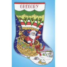 6863 Design Works Набір для вишивки рахунковим хрестиком - Різдвяний чобіток 43 см, Aida14