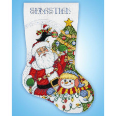 6867 Design Works Набір для вишивки рахунковим хрестиком - Різдвяний чобіток Прикраси ялинки 43 см, Aida14