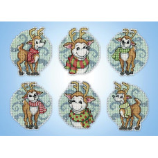 6909 Design Works Набір для вишивки рахунковим хрестиком - Північний олень 7,6x9 см, пластикова Aida14