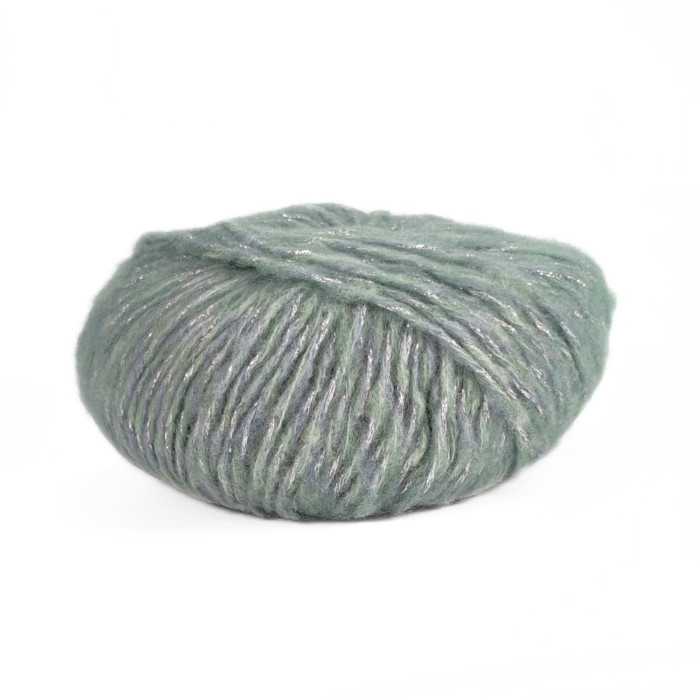 7 Пряжа Laines du Nord Chaska, 25г - 125м, блакитна ялина, 34% вовна, 10% кашемір, 16% бавовна, 29% нейлон, 11% металевий PL