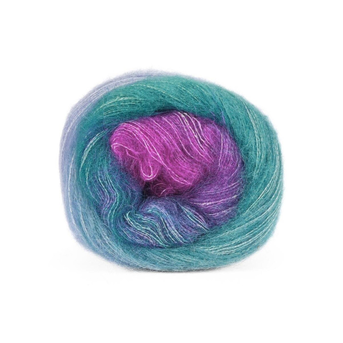7 Пряжа Laines du Nord Poema Mohair, 150г - 600м, різнокольоровий 70% кід мохер, 30% шовк