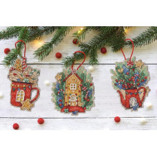 70-09607 Dimensions Набір для вишивки рахунковим хрестиком - Sweets and Treats Солодощі та частування 11,5 см, Aida14 (3 шт)