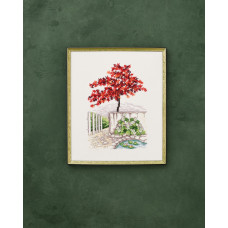 70-3130 Permin Набір для вишивки хрестиком - Японський клен Japanese maple 36х43 см, Льон №26