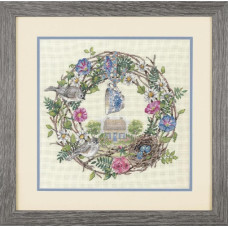 70-35427 Dimensions Набір для вишивки рахунковим хрестиком - Cottage Wreath Вінок з котеджом 30,5x30,5 см, Aida18