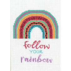 70-65213 Йди за своєю веселкою (Follow Your Rainbow). 17.8x12.7 см. Dimensions. Набір для вишивки хрестиком на Aida 14