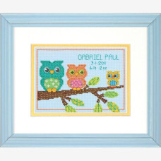70-73699 Dimensions Набір для вишивки рахунковим хрестиком - Совенятка Owl Mini Birth Record 18x13 см, Aida14