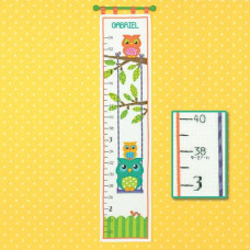 70-73700 Dimensions Набір для вишивки рахунковим хрестиком - Ростомір Совенятка Owl Growth Chart 22x101 см, Aida11