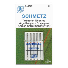 Голки Schmetz Topstitch 130/705 H-N №80, 5 шт, для відстрочки для побутових швейних машин, на картонній основі