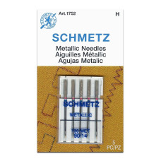 Голки Schmetz Mettalic 130/705 H-MET №90, 5 шт, для металізованих ниток, для побутових швейних машин, на картонній основі