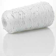 702 Infinity Yarn Пряжа намистини на котонi, білосніжний+срібло, 330гр-1000м
