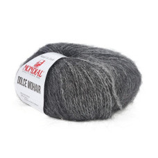 702 Пряжа Mondial Dolce Mohair, 50г - 150м, темно-сірий, 60% кід мохер, 40% акрил