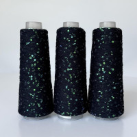 705 Infinity Yarn Пряжа паєтки 3 мм на котонi, Темно-синій+прозорий хамелеон  100гр-800м