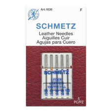 Голки Schmetz Leder 130/705 H-LL №80x2, 90x2, 100x1, 5 шт, для шкіри, для побутових швейних машин, на картонній основі