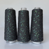 707 Infinity Yarn Пряжа паєтки 3 мм на котонi, Антрацит+прозорий хамелеон  100гр-800м
