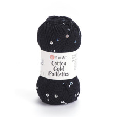 7101 Пряжа Cotton Gold Paillettes 50гр-140м (чорний). YarnArt