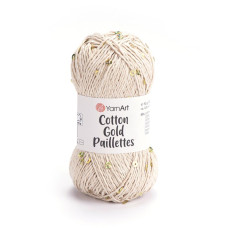 7104 Пряжа Cotton Gold Paillettes 50гр-140м (пряжене молоко). YarnArt