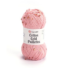 7108 Пряжа Cotton Gold Paillettes 50гр-140м (полуничний). YarnArt