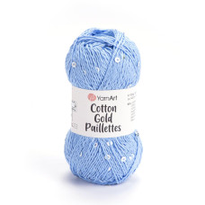 7110 Пряжа Cotton Gold Paillettes 50гр-140м (блакитний джинс). YarnArt