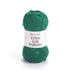 7114 Пряжа Cotton Gold Paillettes 50гр-140м (смарагдовий). YarnArt