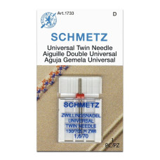 Голки Schmetz Twin Universal 130/705 H-ZWI №1,6/70, 1 шт, подвійні універсальні, для побутових швейних машин, на картонній основі