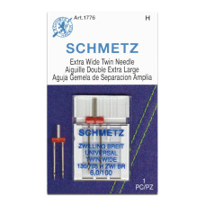 Голки Schmetz Extra wide twin 130/705 H-ZWI-BR  №6/100, 1 шт, подвійна голка, для побутових швейних машин, на картонній основі