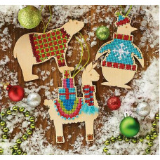 72-08983 Dimensions Набір для вишивки рахунковим хрестиком - Тварини Animal Wood Ornaments 11,5x7,5 см, Aida14
