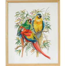 72-292 Eva Rosenstand Набір для вишивки рахунковим хрестиком - Папуги 44х54 см, Льон 26 ct 72-292 Eva Rosenstand Набір для вишивки рахунковим хрестиком - Папуги 44х54 см, Льон 26 ct