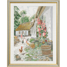 72-710 Eva Rosenstand Набір для вишивки рахунковим хрестиком - Рожа садова 49х64 см, Льон 26 ct