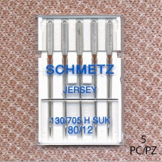 Голки Schmetz Jersey 130/705 H-SUK №80, 5 шт, для трикотажу, для побутових швейних машин, без картонної основи